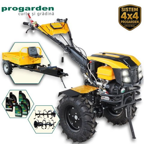 Motosape si motocultoare - ProGARDEN Pachet Campo 1873 Alpine V2 Motocultor 18CP + RM500T Remorca + 6L Ulei