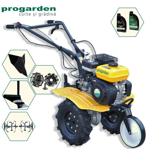 Motosape si motocultoare - ProGARDEN Pachet Campo 703 Motocultor 7CP+ Plug simplu + Plug bilonat/rarita + 2 roti metalice 350x6 + 2L Ulei