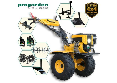 Motosape si motocultoare - ProGARDEN Pachet Campo 873 Alpine motocultor 7CP + Prasitoare PRS20-45 + Remorca RM500T + Plug simplu + Plug bilonat/rarita + Adaptor reglabil + 2 Roti metalice 350x6 + 5L Ulei