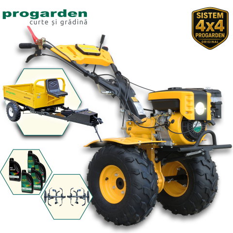 Motosape si motocultoare - ProGARDEN Pachet Campo 873 Alpine motocultor 7CP + Remorca RM500T + 5L Ulei