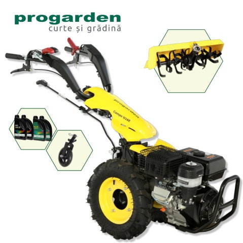 Motosape si motocultoare - ProGARDEN Pachet Campo U16E Motocultor 14CP + Roata sustinere + Freza tractata FT90 + 4L Ulei