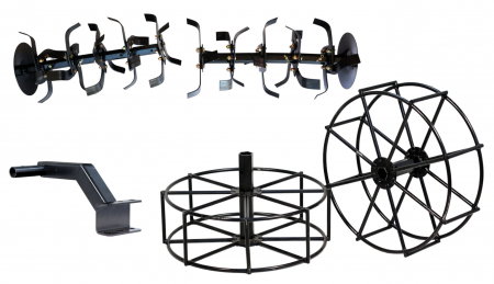 Accesorii utilaje agricole - ProGARDEN Set roti metalice 500x170, manicot cu flanse, hex 32mm si ansamblu sapare, hex 32mm, 2x4x(3+1+1+D) segmente, flanse extensie cutite pentru minitractor Campo T