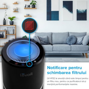 Purificator de aer Levoit LV-H132RBX, filtru true HEPA, filtru rezerva, filtrare 99.97%, 100% fara ozon, 15m2, touch screen, display lcd, negru [3]