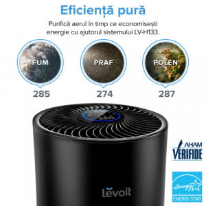 Purificator de aer LevoitLV-H133-RBK filtru true HEPA, filtru rezerva, filtrare 99.97%, 100% fara ozon, 50 m2, 400 m3/h, Touch Screen, Display LCD, senzor particule, negru [6]