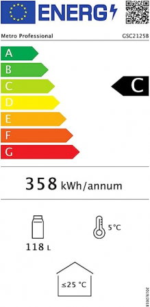 Racitor Bauturi , Metro Professional GSC2125B , 118L volum, Usa de sticla, Negru, Iluminare LED, Rafturi inox [1]