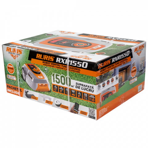Robot de Tuns Gazon RURIS RXR 1550, Li-ion 20V, 5Ah,  latime taiere 180mm, inaltime 20-60mm, suprafata 1500mp [13]