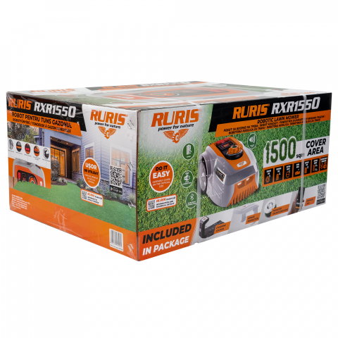 Robot de Tuns Gazon RURIS RXR 1550, Li-ion 20V, 5Ah,  latime taiere 180mm, inaltime 20-60mm, suprafata 1500mp [14]