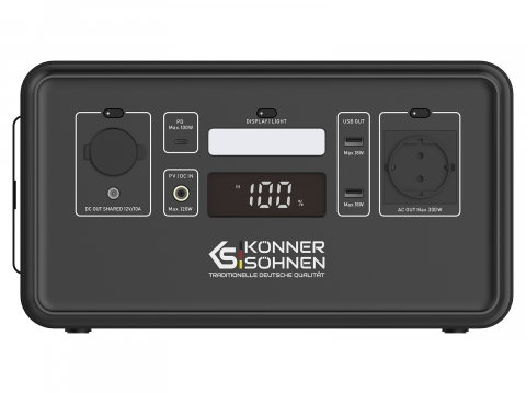 Generatoare electrice - Satie portabila de alimentare KS 500PS Konner Sohnen, baterie LiFePO4 putere nominala 500 W, putere maxima 1000 W, capacitate baterie 448 Wh, 1x Schuko 230 V/50 Hz, afisaj LED