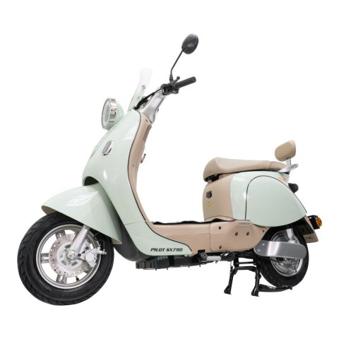 Scuter electric retro RURIS PILOT SX790 VERDE RETRO, 800W, autonomie pana la 70 km, 2 locuri [2]