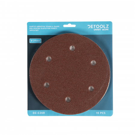 Set 10 hartie abraziva Detoolz DZ-C268 P80 6 gauri 215mm [3]