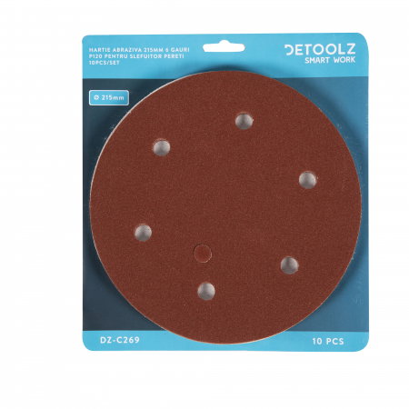 Set 10 hartie abraziva Detoolz DZ-C269 P120 6 gauri 215mm [3]
