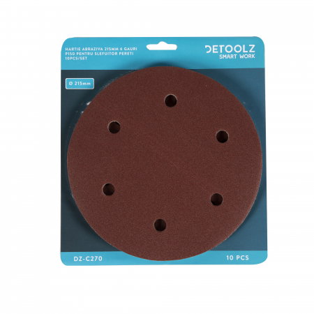 Set 10 hartie abraziva Detoolz DZ-C270 P150 6 gauri 215mm [2]