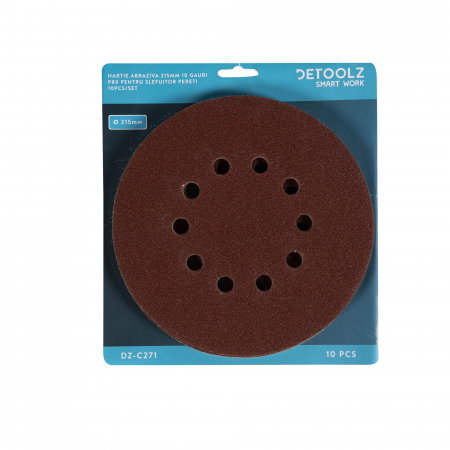 Set 10 hartie abraziva Detoolz DZ-C271 P80 10 gauri 215mm [3]