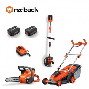 Curte, gradina, microferme - Set Redback masina de tuns gazon E137C + trimer E312D + motoferastrau 14" E214C + 2 ac Li-Ion EP20 2Ah + incarcator EC20 2A