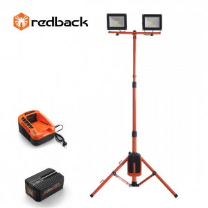 Turnuri de lumina - Set Redback stand cu 2 proiectoare LED ED40 40V 2x20W + acumulator Li-Ion EP60 40V/6Ah + incarcator rapid EC50 40V/5A