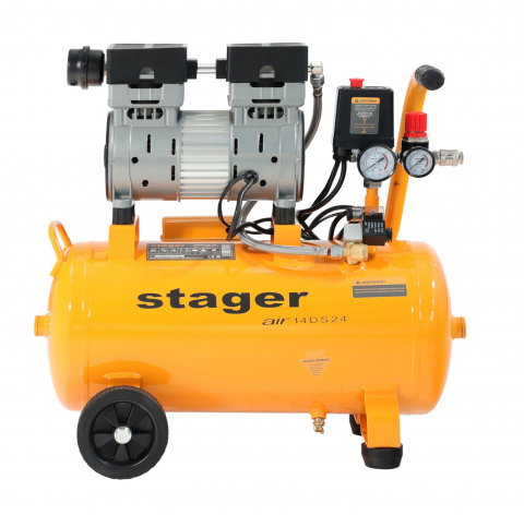Stager Air 14DS24 compresor aer, 24L, 8bar, 135 L/min, monofazat, angrenare directa, silentios [1]