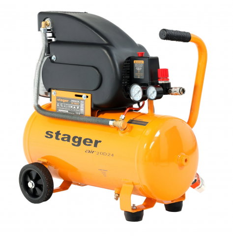 Compresoare - Stager Air 20D24 compresor aer, 24L, 8bar, 200L/min, monofazat, angrenare directa