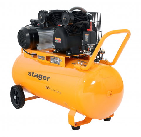 Compresoare - Stager Air 32C100 compresor aer, 100L, 10bar, 324L/min, monofazat, angrenare curea