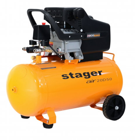 Compresoare - Stager Air 20D50 compresor aer, 50L, 8bar, 200L/min, monofazat, angrenare directa