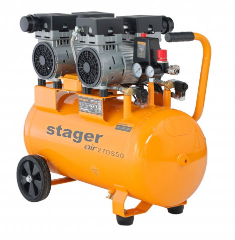 Compresoare - Stager Air 27DS50 compresor aer, 50L, 8bar, 270L/min, monofazat, angrenare directa, silentios