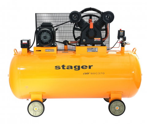 Stager Air 60C370 compresor aer, 370L, 10bar, 600L/min, trifazat, angrenare curea [1]