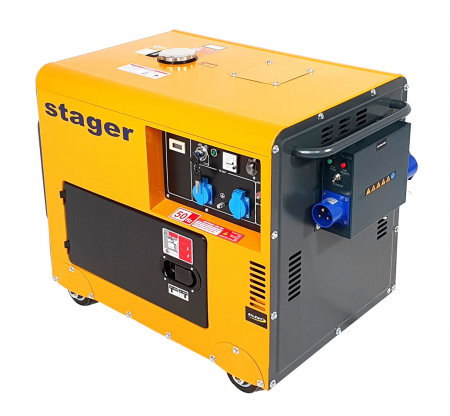Generatoare insonorizate - Generator insonorizat diesel Stager DG 5500S+ATS 4500005500ATS  monofazat 5.0 kW, 3000rpm, automatizare