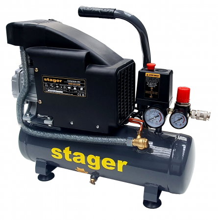 Compresoare - Compresor aer Stager HM1010K 4530101010, 6L, 8bar, 126L/min, monofazat, angrenare directa