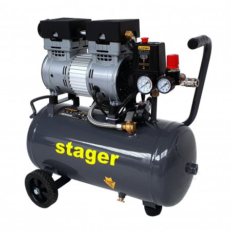 Compresoare - Compresor aer Stager HM0.75JW/24 4530107524 , 24L, 8bar, 135 L/min, monofazat, angrenare directa, silentios