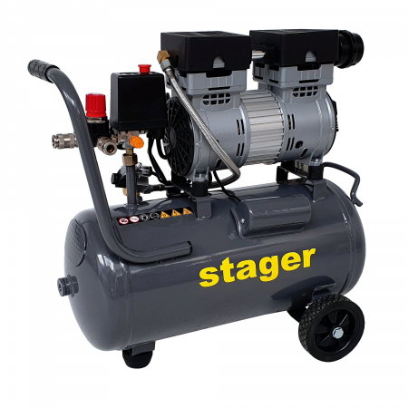 Compresor aer Stager HM0.75JW/24 4530107524 , 24L, 8bar, 135 L/min, monofazat, angrenare directa, silentios [1]