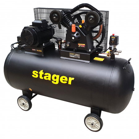 Compresoare - Compresor aer Stager HMV0.6/370-10 453010637010 , 370L, 10bar, 600L/min, trifazat, angrenare curea