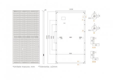 Panou fotovoltaic Sunpal SP460M-72H 5180SP460M72H 460W, monocristalin, MBB Half-cut [3]