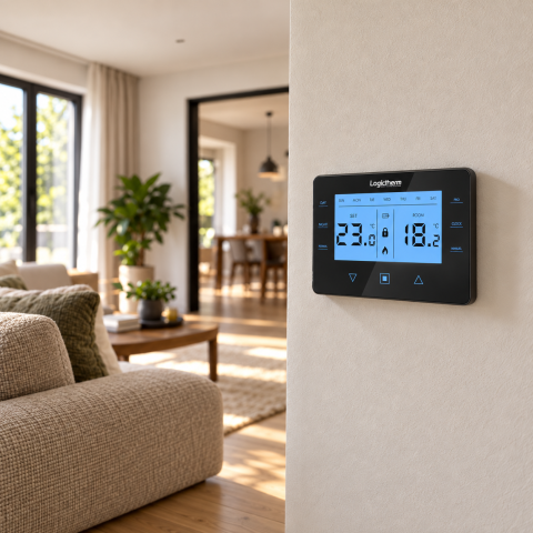 Termostat Logictherm C40 Black WAT1473, negru, cu receptor wireless si suport de perete [1]