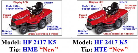 Tractoraș de tuns gazon Honda HF 2417 K5 HME, 13.19 CP, 102 cm, transmisie hidrostatica variabila, cos 300 litri [1]
