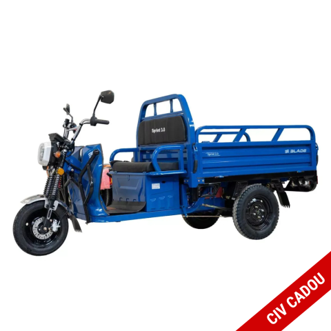 Tricicluri electrice - Triciclu electric cargo BLADE Sprint 3.0 Albastru-Negru 2000W - CIV inclus