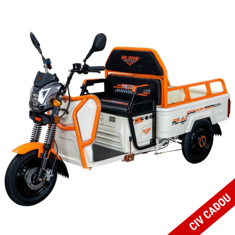 Tricicluri electrice - Triciclu electric cargo RURIS Pilot 3110A ALB fara permis, 2000W, viteza 25 km/h, autonomie 80 km