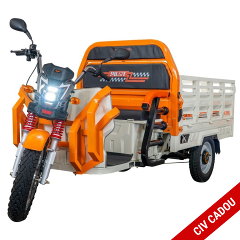 Tricicluri electrice - Triciclu electric cargo RURIS Pilot 3130A Alb 3600W cu bena si CIV inclus