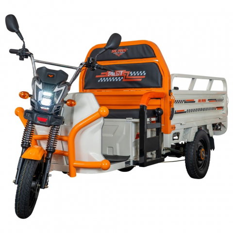 Triciclu electric cargo RURIS Pilot 3120A ALB 2000W, autonomie pana la 70 km, bena basculabila, reductor forta, CIV inclus [1]