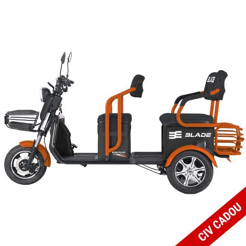 Triciclu electric persoane BLADE TRIP X2 Negru-Portocaliu 2000W, 2 locuri - CIV inclus [0]