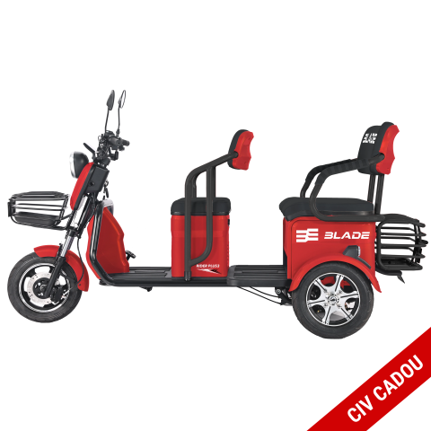 Tricicluri electrice - Triciclu electric persoane BLADE TRIP X2 Rosu-Negru 2000W, 2 locuri - CIV inclus