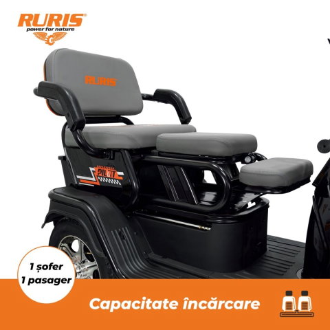 Triciclu electric RURIS Pilot 3010N Negru, 1600W, 2 locuri, autonomie pana la 50 km [4]