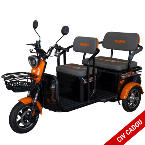 Tricicluri electrice - Triciclu electric RURIS Pilot 3040N NEGRU, 25 km/h, 2 locuri, 2000W, autonomie pana la 50 km, CIV inclus