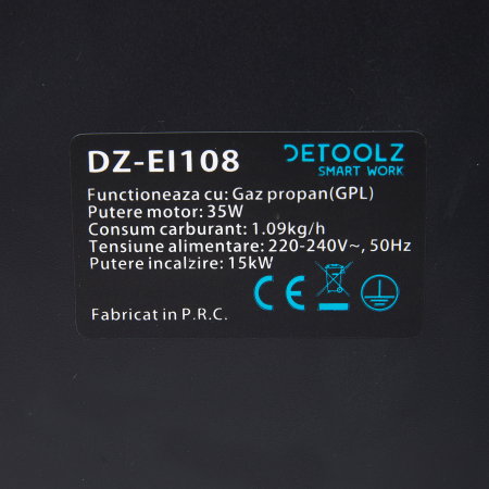 Tun de caldura pe gaz GPL Detoolz DZ-EI108 220-240V 50Hz 15KW [8]
