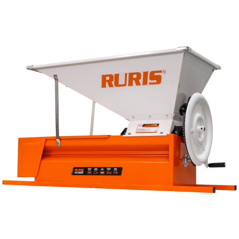 Zdrobitor manual cu desciorchinare RURIS HT100, cuvă 57 L, 800-1000 kg/h, role aluminiu [8]