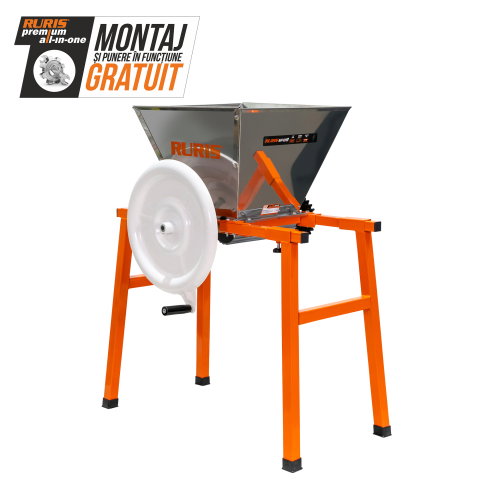 Zdrobitor manual struguri RURIS SP28, cuvă inox 28 L, role nylon [1]