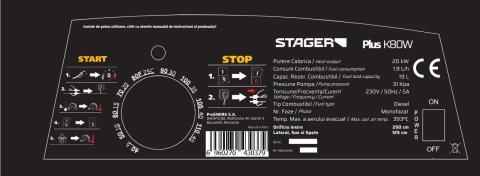 Stager PLUS-K80W Tun de aer cald, ardere directa, 20kW, motorina, 230V, 400mc [3]