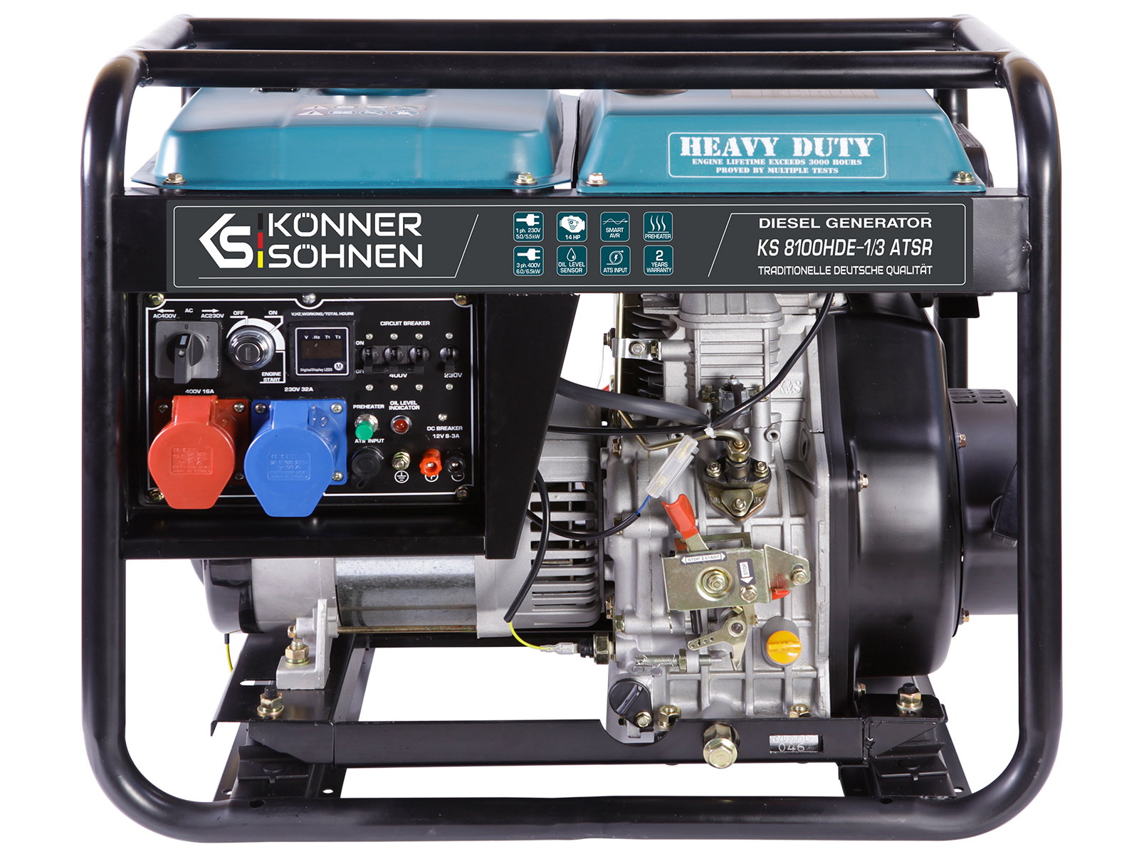 Generator de curent diesel Konner Sohnen KS 8100HDE-1 3 ATSR, 6.5kW, Diesel Euro 5, monofazat trifazat, VTS, AVR, 14CP