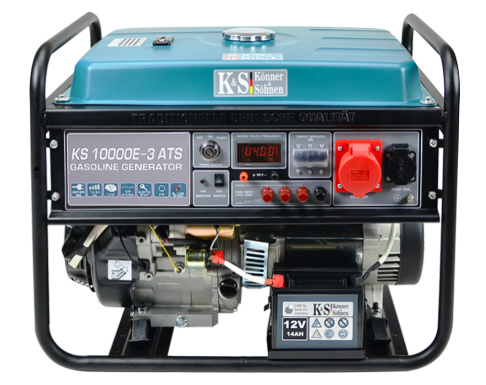 Generator de curent pe benzina Konner Sohnen KS 10000E-3 ATS, 8.0 kW, benzina, 18 CP, trifazat, AVR, bobinaj cupru, pornire electrica, automatizare