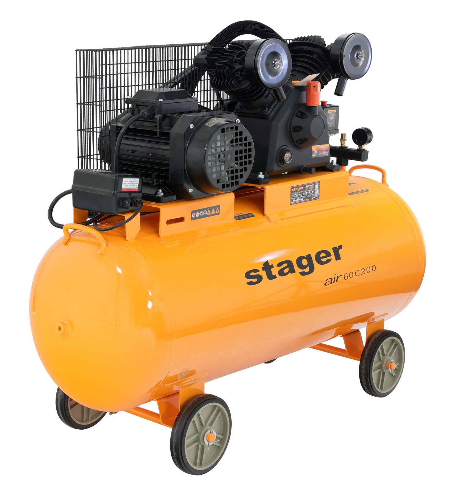 Stager Air 60C200 compresor aer, 200L, 10bar, 600L min, trifazat, angrenare curea