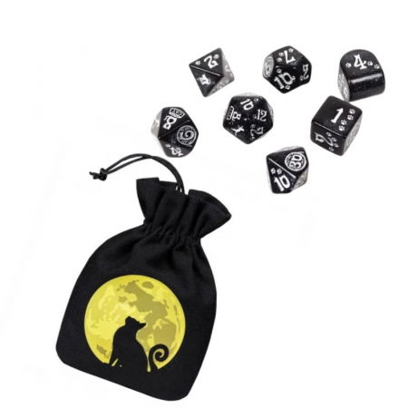Pachete promoționale - Cats Modern Dice Set Waffle + Cats Dice Pouch The Mooncat - Promo Pack