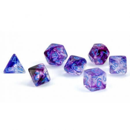 Zaruri - Chessex Nebula Mega-hedral Dice Set Nocturnal/Turquoise Luminary (7 dice)